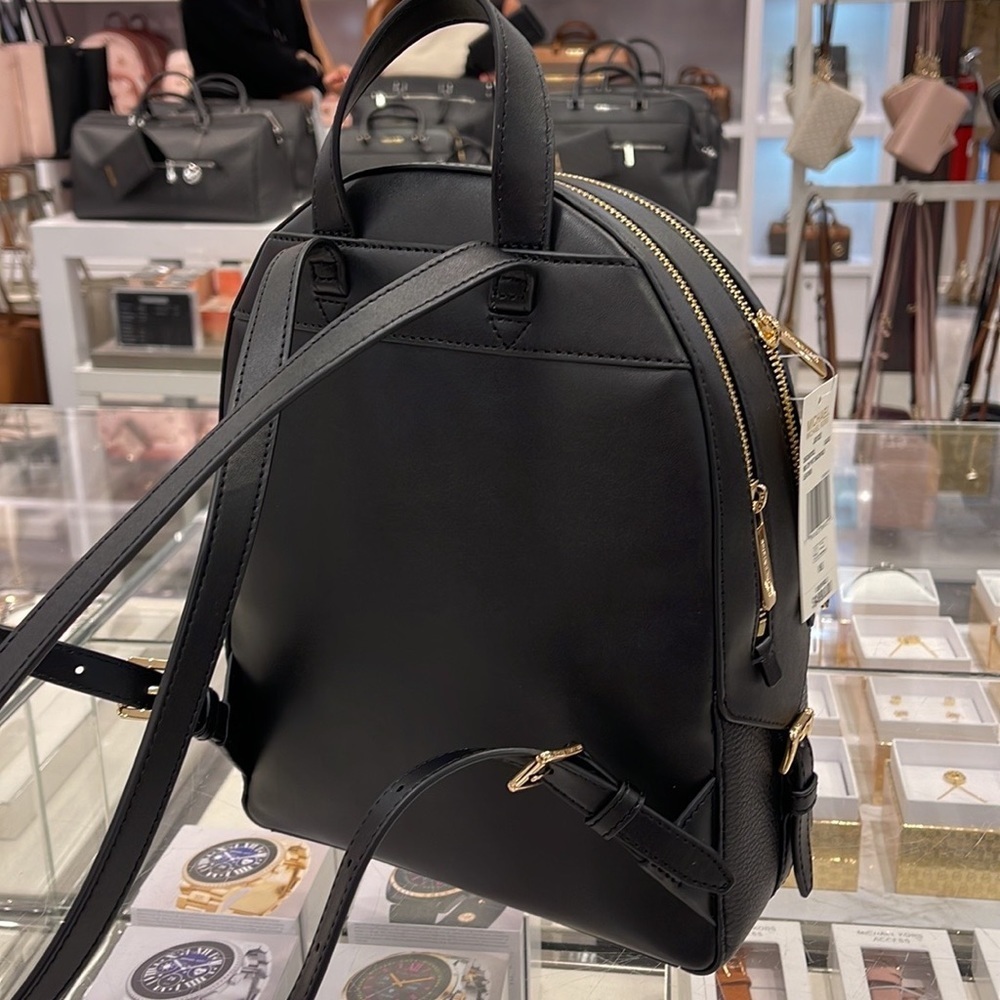 MICHAEL KORS Jaycee Medium zip pocket Pebbled Leather Backpack BLACK color - Picture 15 of 16